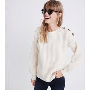 NWOT Madewell Boatneck Button-Shoulder Sweater